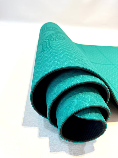 Jukkal XL - Tapis de Yoga TPE double couche - 6mm - bicolore - vue rapprochée matière - colori Vert / Noir - My Shop Yoga