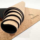 ecoa - tapis yoga liège et EPDM - vue tapis enroulé detail matière - my_shop_yoga 