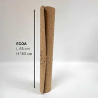 ecoa - tapis yoga liège et EPDM - vue tapis vertical-infos dimensions 65 cm sur 183 cm - my_shop_yoga 