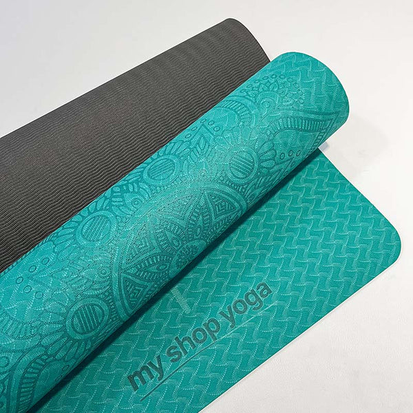 Jukkal XL - Tapis de Yoga TPE double couche - 6mm - bicolore - colori Vert / Noir - My Shop Yoga