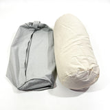 Bolster rond en chambray gris NIRU – vue des deux housses extérieure et intérieure  remplissage cosses de sarrasin- my shop yoga