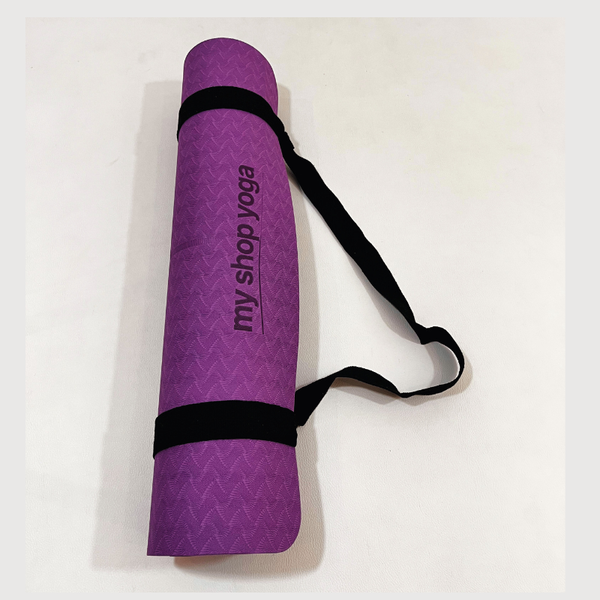 Jukkal XL - Tapis de Yoga TPE double couche plus sa sangle de transport- 6mm - bicolore - colori violet / noir - My Shop Yoga