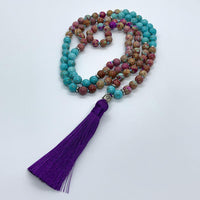 Amjhor - Collier mala 108 perles jaspe et turquoise - My Shop Yoga