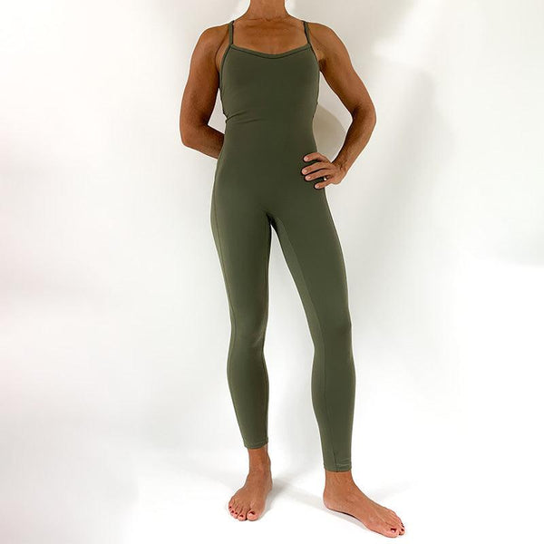 Alur - Combinaison de Yoga - Danse - Colori vert kaki - vue entier de face - My Shop Yoga
