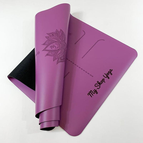 Aran - Tapis de Yoga - PU Caoutchouc Naturel - Sac de Transport - Violet - vue roulé - My Shop Yoga