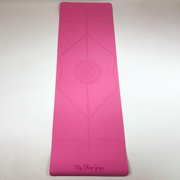 Jewali - Tapis de Yoga TPE - 6mm - vue entier colori rose - My Shop Yoga