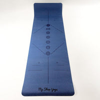 Jukkal - Tapis de Yoga TPE Bicolore -6mm- vue entier bleu 7 chakras - My Shop Yoga