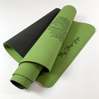Jukkal - Tapis de Yoga TPE Bicolore - 6mm - vue plié lotus lines Vert - My Shop Yoga