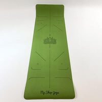 Jukkal - Tapis de Yoga TPE Bicolore -6mm- vue entier lotus lines Vert - My Shop Yoga