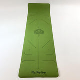 Jukkal - Tapis de Yoga TPE Bicolore -6mm- vue entier lotus lines Vert - My Shop Yoga